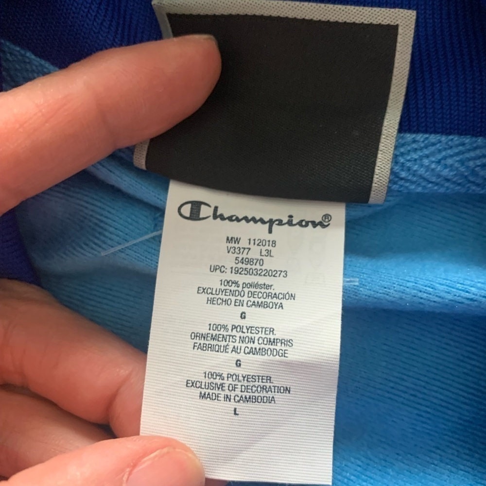 New Vintage Champion C Logo Track Jacket Athletic Performance Blue Large - Picture 14 of 16